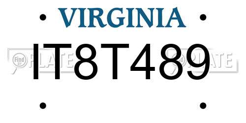 IT8T489 Virginia License Plate