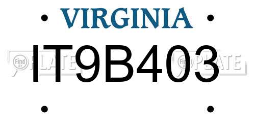 IT9B403 Virginia License Plate