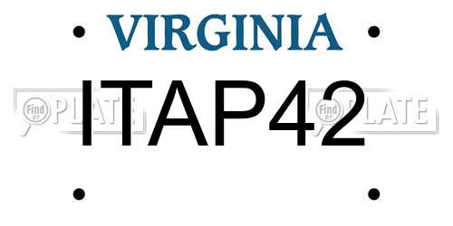 ITAP42 Virginia License Plate