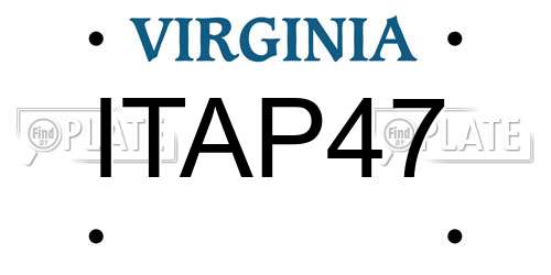 ITAP47 Virginia License Plate