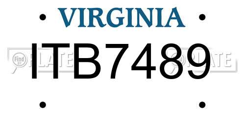 ITB7489 Virginia License Plate
