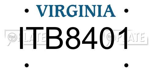 ITB8401 Virginia License Plate