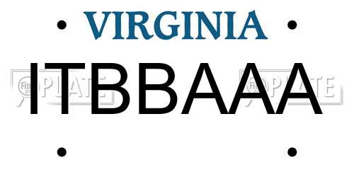 ITBBAAA Virginia License Plate
