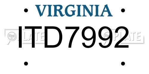 ITD7992 Virginia License Plate