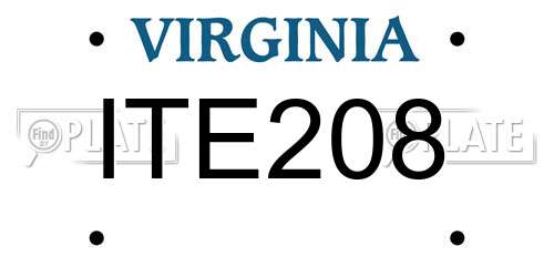 ITE208 Virginia License Plate