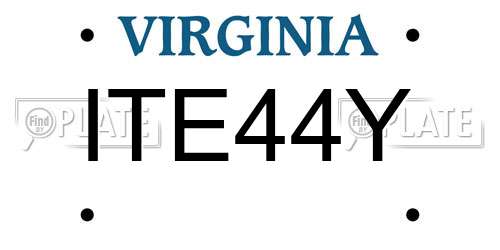 ITE44Y Virginia License Plate