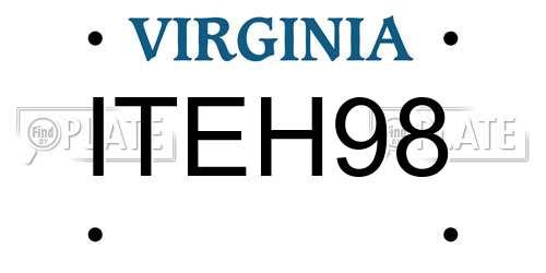 ITEH98 Virginia License Plate