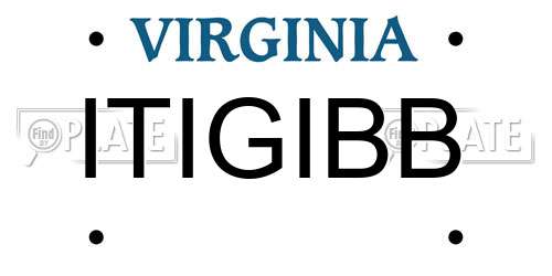ITIGIBB Virginia License Plate