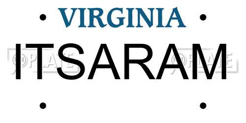 ITSARAM Virginia License Plate