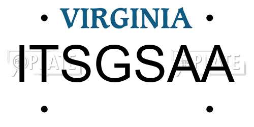 ITSGSAA Virginia License Plate