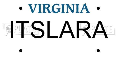 ITSLARA Virginia License Plate