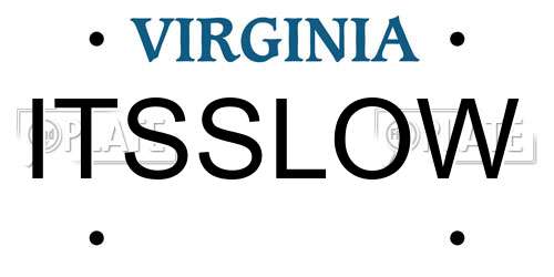 ITSSLOW Virginia License Plate