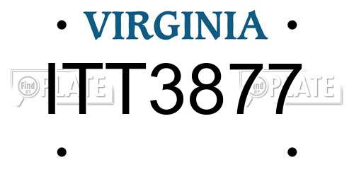 ITT3877 Virginia License Plate