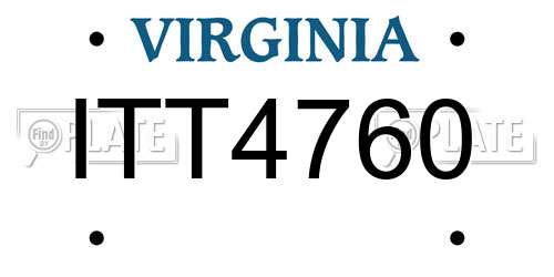 ITT4760 Virginia License Plate