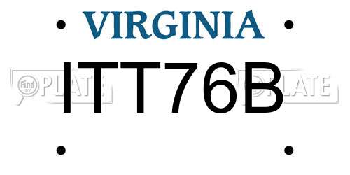 ITT76B Virginia License Plate