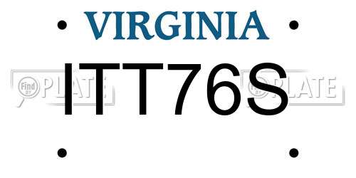 ITT76S Virginia License Plate