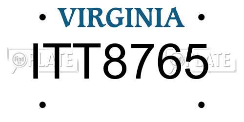 ITT8765 Virginia License Plate