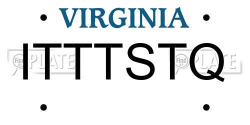 ITTTSTQ Virginia License Plate
