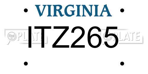 ITZ265 Virginia License Plate