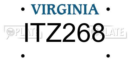 ITZ268 Virginia License Plate