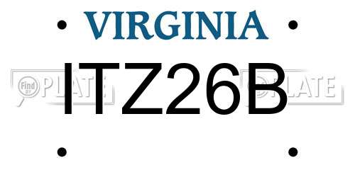 ITZ26B Virginia License Plate