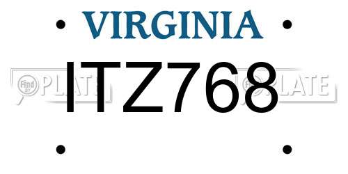 ITZ768 Virginia License Plate