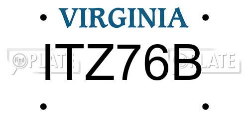 ITZ76B Virginia License Plate