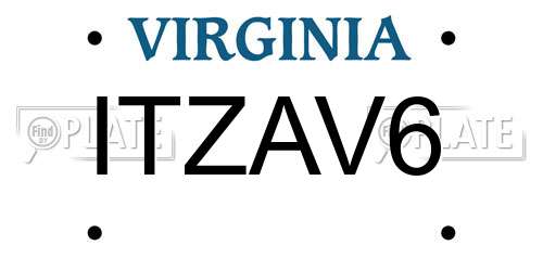 ITZAV6 Virginia License Plate