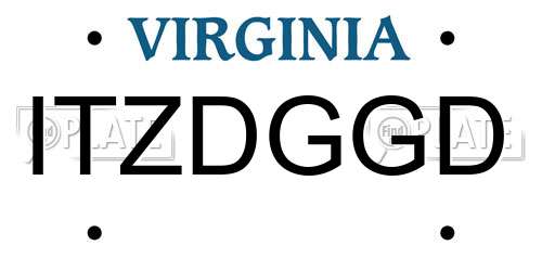 ITZDGGD Virginia License Plate