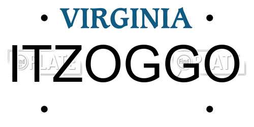 ITZOGGO Virginia License Plate