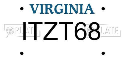 ITZT68 Virginia License Plate