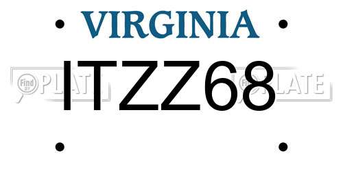 ITZZ68 Virginia License Plate
