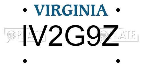 IV2G9Z Virginia License Plate