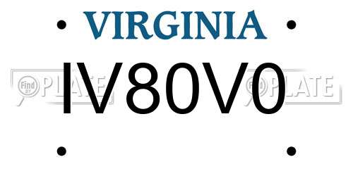 IV80V0 Virginia License Plate