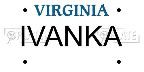 IVANKA Virginia License Plate