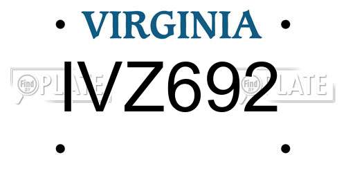 IVZ692 Virginia License Plate