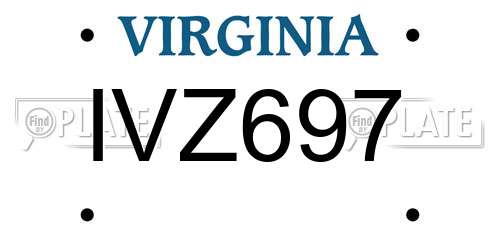 IVZ697 Virginia License Plate
