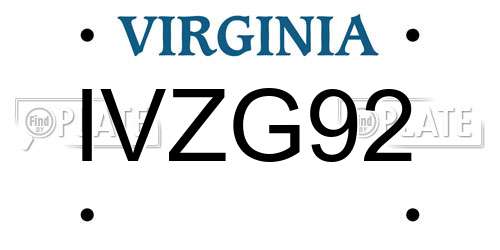 IVZG92 Virginia License Plate