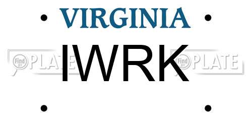 IWRK Virginia License Plate