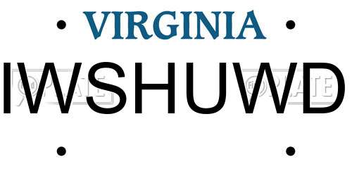 IWSHUWD Virginia License Plate