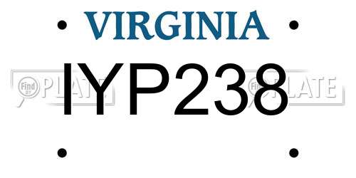IYP238 Virginia License Plate