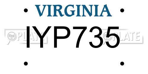 IYP735 Virginia License Plate