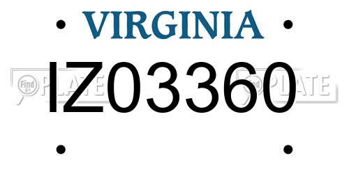 IZ03360 Virginia License Plate