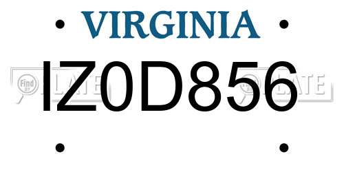 IZ0D856 Virginia License Plate