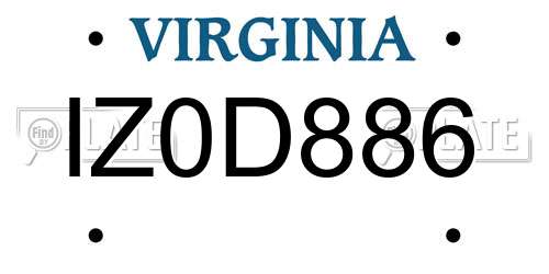 IZ0D886 Virginia License Plate