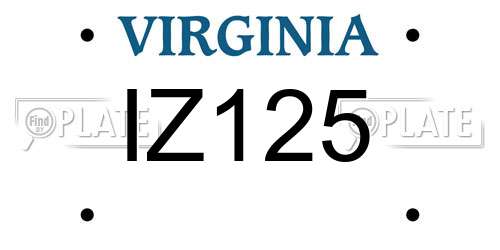 IZ125 Virginia License Plate