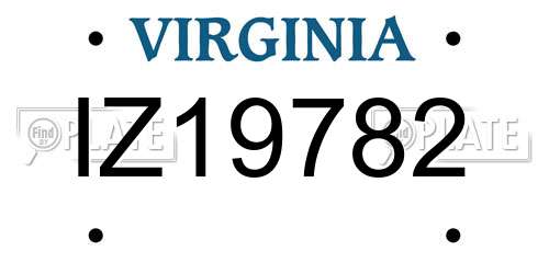 IZ19782 Virginia License Plate