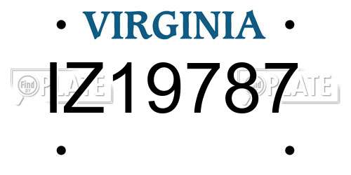 IZ19787 Virginia License Plate