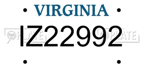 IZ22992 Virginia License Plate