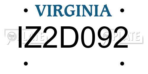 IZ2D092 Virginia License Plate